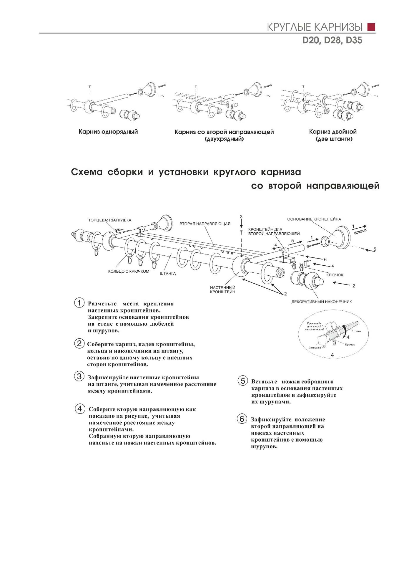 Круглые карнизы D20,D28,D35